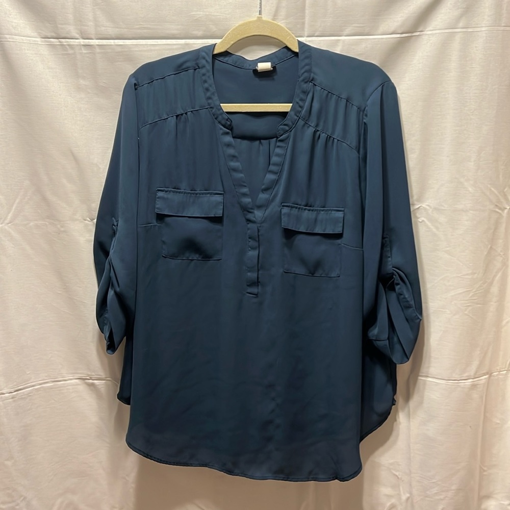 Torrid Blue Cuffed Sleeve Tunic Top Size 1